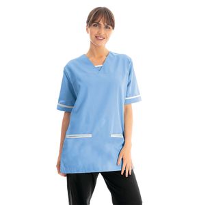 V-Neck Scrub Top Hosp Blue/White L