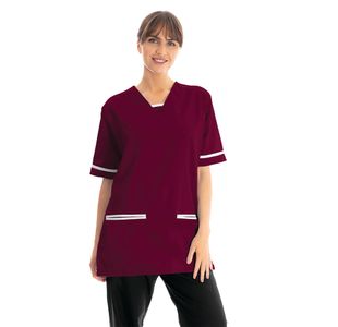 V-Neck Scrub Top Maroon/White Xs