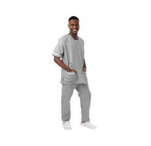 V-Neck Scrub Top Pale Grey/White S
