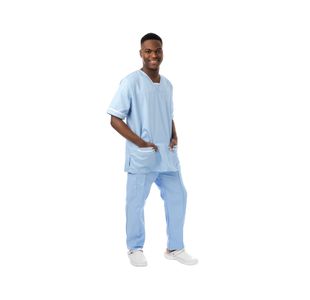 V-Neck Scrub Top Sky Blue/White M