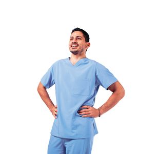 Eco Stretch Scrub Top Ceil Blue M