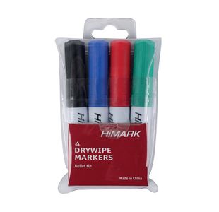 Whiteboard Marker Bullet Ast Pk4